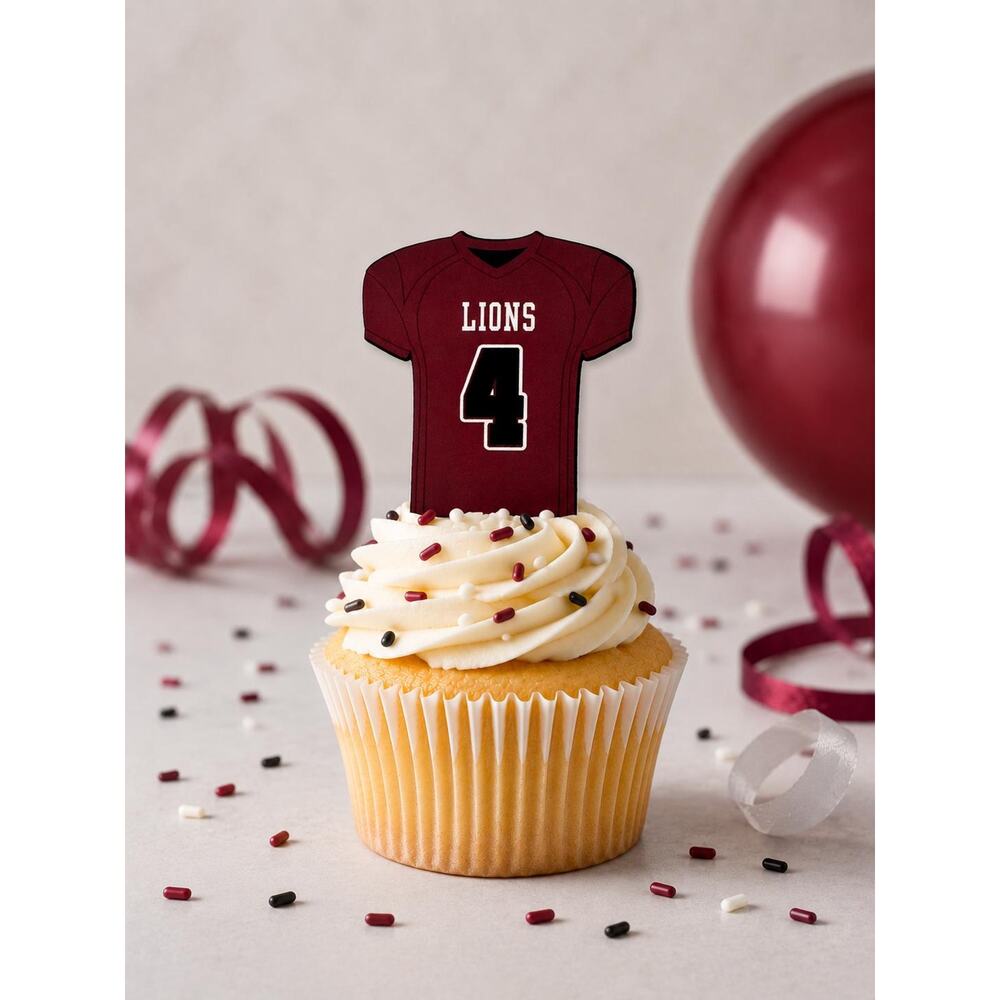 Custom Football Jersey Cupcake Toppers Personalized Name Number Team Party Picks